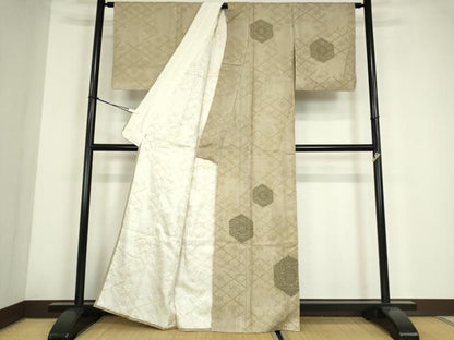 平和屋着物▽訪問着　単衣　亀甲花文　金彩　高島屋扱い　正絹　逸品　DABE4186az