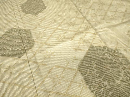 平和屋着物▽訪問着　単衣　亀甲花文　金彩　高島屋扱い　正絹　逸品　DABE4186az