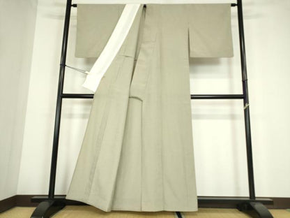 平和屋着物▽本塩沢　単衣　格子　ますいわ屋扱い　正絹　逸品　DABE4190az