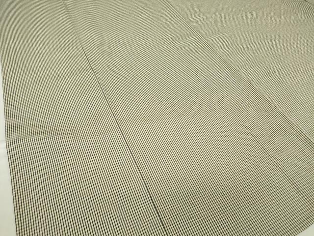 平和屋着物▽本塩沢　単衣　格子　ますいわ屋扱い　正絹　逸品　DABE4190az