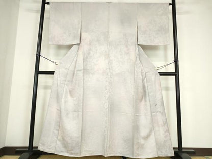 平和屋着物▽日展作家　山本唯与志　レリーフ染　小紋　単衣　草葉シルエット　暈し染め　正絹　逸品　DABE4197az