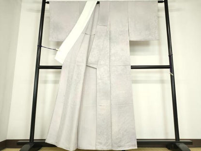 平和屋着物▽日展作家　山本唯与志　レリーフ染　小紋　単衣　草葉シルエット　暈し染め　正絹　逸品　DABE4197az