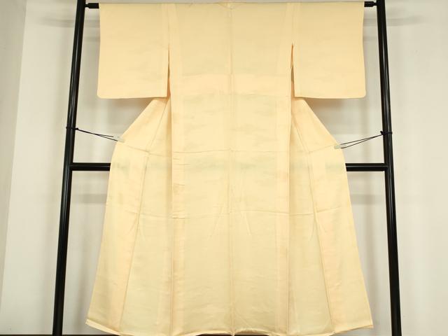 平和屋着物▽上質な色無地　単衣　霞鹿の子地紋　雄黄色　正絹　逸品　DABE4199az 平和屋着物▽上質な色無地 単衣 霞鹿の子地紋 雄黄色 正絹