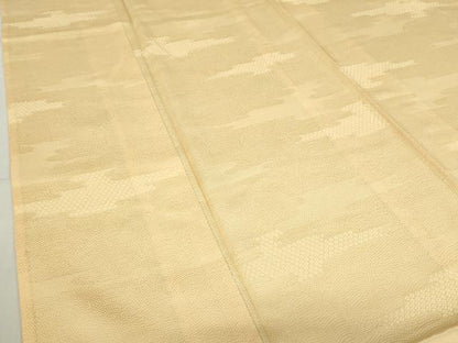 平和屋着物▽上質な色無地　単衣　霞鹿の子地紋　雄黄色　正絹　逸品　DABE4199az