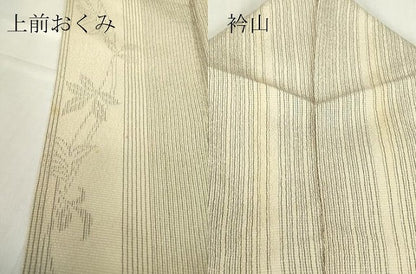 平和屋着物▽本塩沢　単衣　草花間道　正絹　逸品　DABE4200az