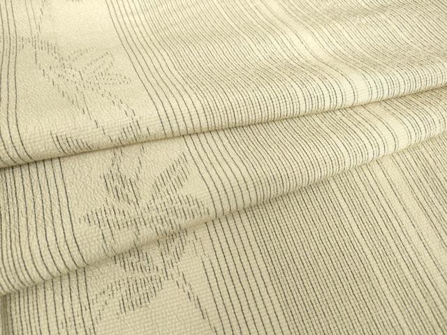 平和屋着物▽本塩沢　単衣　草花間道　正絹　逸品　DABE4200az