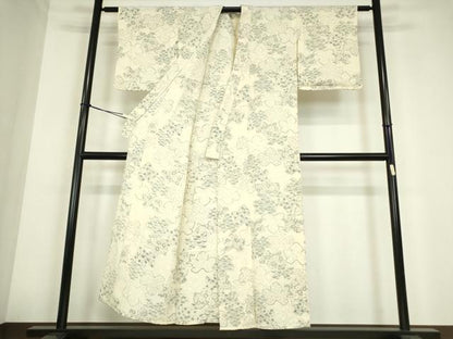 平和屋着物▽上質な小紋　単衣　花松文　正絹　逸品　DABE4211az