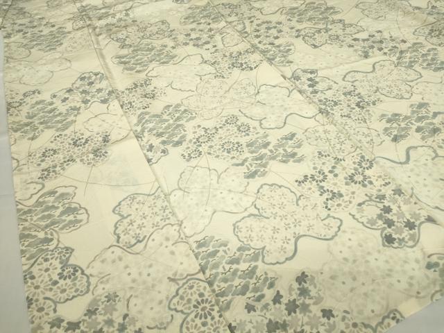 平和屋着物▽上質な小紋　単衣　花松文　正絹　逸品　DABE4211az