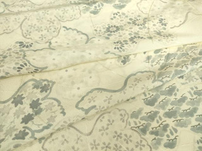平和屋着物▽上質な小紋　単衣　花松文　正絹　逸品　DABE4211az