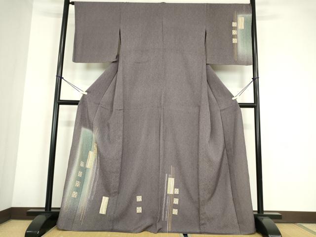 平和屋着物▽訪問着　単衣　短冊文　暈し染め　金彩　正絹　逸品　DABE4217az