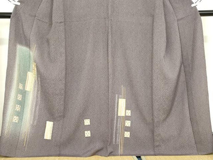 平和屋着物▽訪問着　単衣　短冊文　暈し染め　金彩　正絹　逸品　DABE4217az