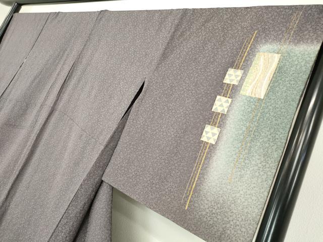 平和屋着物▽訪問着　単衣　短冊文　暈し染め　金彩　正絹　逸品　DABE4217az