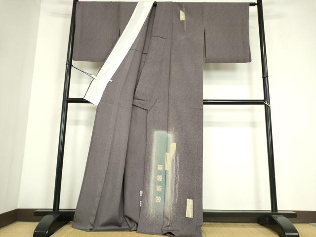 平和屋着物▽訪問着　単衣　短冊文　暈し染め　金彩　正絹　逸品　DABE4217az