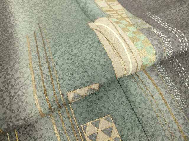 平和屋着物▽訪問着　単衣　短冊文　暈し染め　金彩　正絹　逸品　DABE4217az