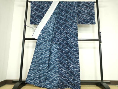 平和屋着物▽小紋　単衣　雪芝文　洗える着物　DABE4219az