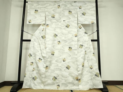 平和屋着物▽小紋　単衣　破れ色紙花文　高島屋扱い　洗える着物　DABE4224az