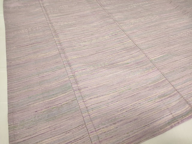 平和屋着物▽上質な紬　単衣　横段文　正絹　逸品　DABE4225az