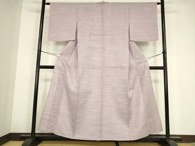 平和屋着物▽上質な紬　単衣　横段文　正絹　逸品　DABE4225az