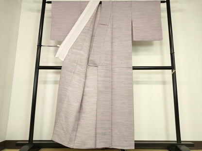 平和屋着物▽上質な紬　単衣　横段文　正絹　逸品　DABE4225az