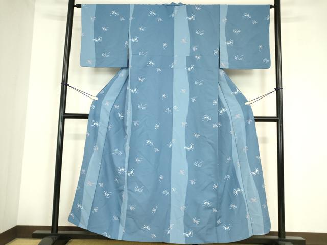 平和屋着物▽小紋　単衣　舞蝶文　洗える着物　DABE4228az