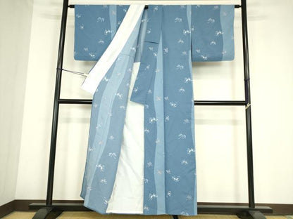 平和屋着物▽小紋　単衣　舞蝶文　洗える着物　DABE4228az