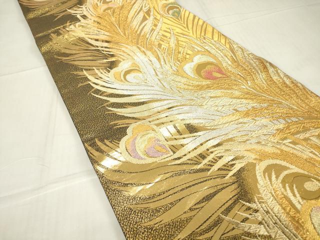 逸品 金銀糸 唐織 鳳凰 鶴 金 j026 金糸 多繍百趣錦 孔雀羽根文 花