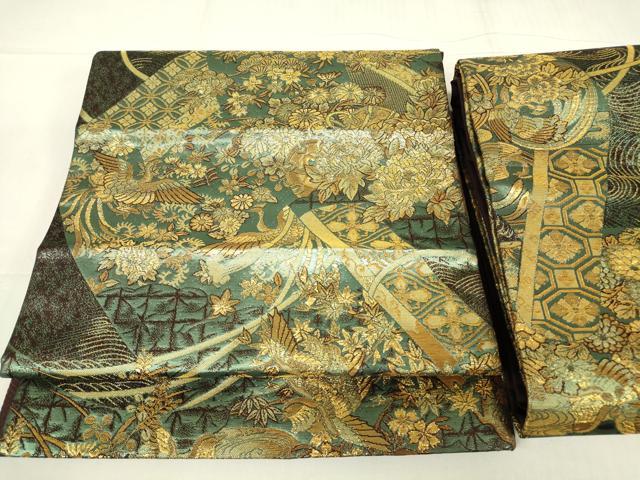 平和屋着物▼つけ帯 鳳凰花文 金糸 正絹 逸品 DABE4261az