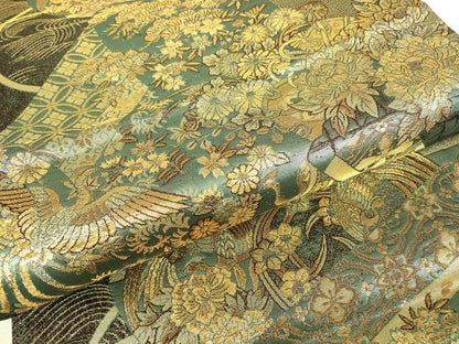 平和屋着物▼つけ帯 鳳凰花文 金糸 正絹 逸品 DABE4261az