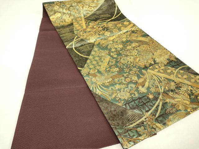 平和屋着物▼つけ帯 鳳凰花文 金糸 正絹 逸品 DABE4261az