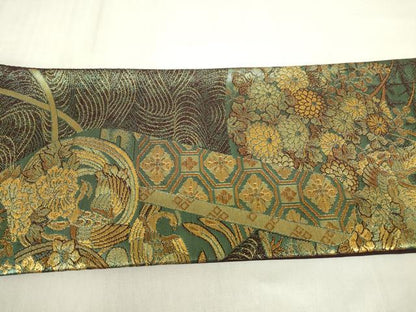 平和屋着物▼つけ帯 鳳凰花文 金糸 正絹 逸品 DABE4261az