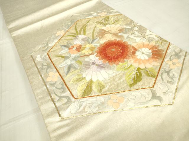 平和屋着物▼中国三大刺繍　相良刺繍　総刺繍　太鼓柄袋帯　駒刺繍　亀甲花文　金糸　引箔　正絹　逸品　DABE4267az