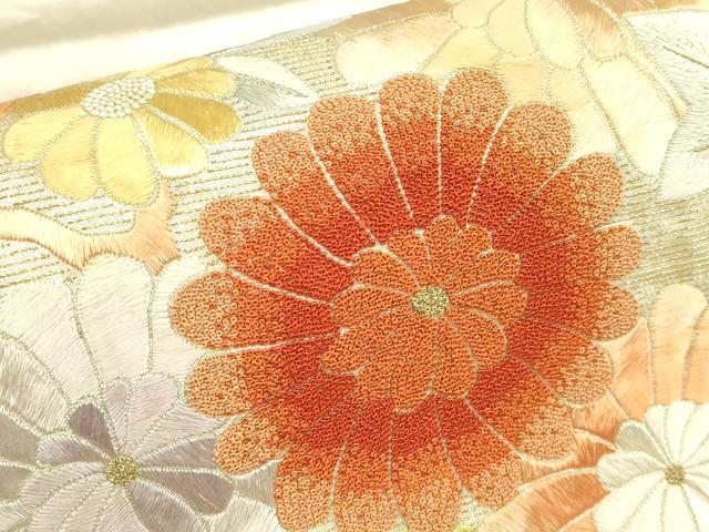 平和屋着物▼中国三大刺繍　相良刺繍　総刺繍　太鼓柄袋帯　駒刺繍　亀甲花文　金糸　引箔　正絹　逸品　DABE4267az