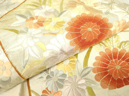 平和屋着物▼中国三大刺繍　相良刺繍　総刺繍　太鼓柄袋帯　駒刺繍　亀甲花文　金糸　引箔　正絹　逸品　DABE4267az