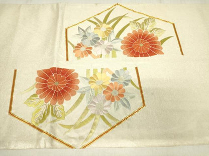 平和屋着物▼中国三大刺繍　相良刺繍　総刺繍　太鼓柄袋帯　駒刺繍　亀甲花文　金糸　引箔　正絹　逸品　DABE4267az