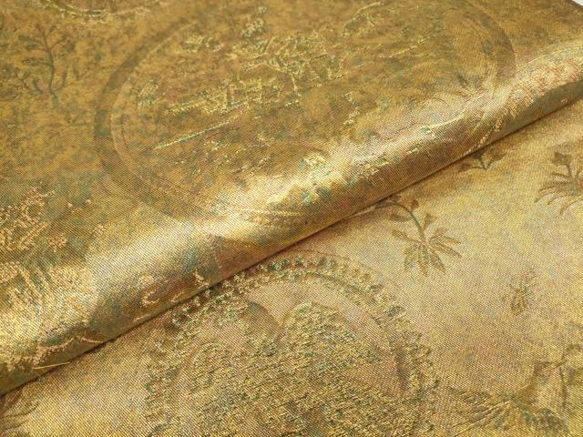 平和屋着物▼西陣　高島織物　六通柄袋帯　青銅箔　狩猟丸文　金糸　正絹　逸品　DABE4269az