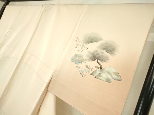 平和屋着物▽訪問着 単衣 刺繍 流水枝花文 暈し染め