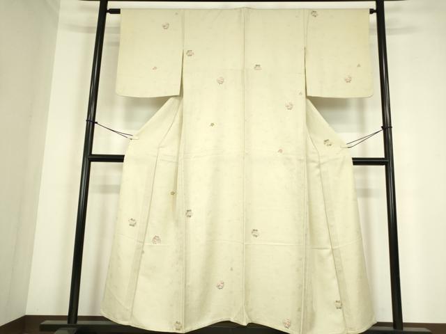平和屋着物▽上質な小紋　単衣　作家物　花丸文　正絹　逸品　DABE4304az