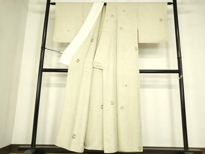 平和屋着物▽上質な小紋　単衣　作家物　花丸文　正絹　逸品　DABE4304az