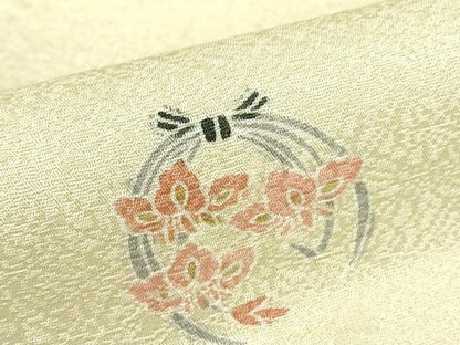平和屋着物▽上質な小紋　単衣　作家物　花丸文　正絹　逸品　DABE4304az