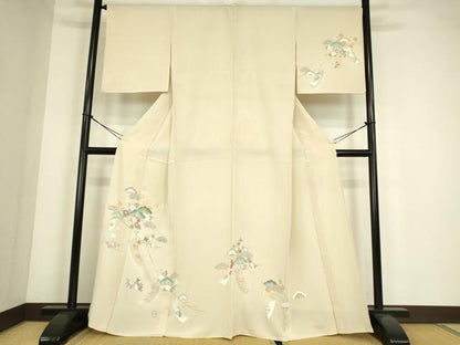 平和屋着物▽訪問着　単衣　宝尽くし花文　正絹　逸品　DABE4306az