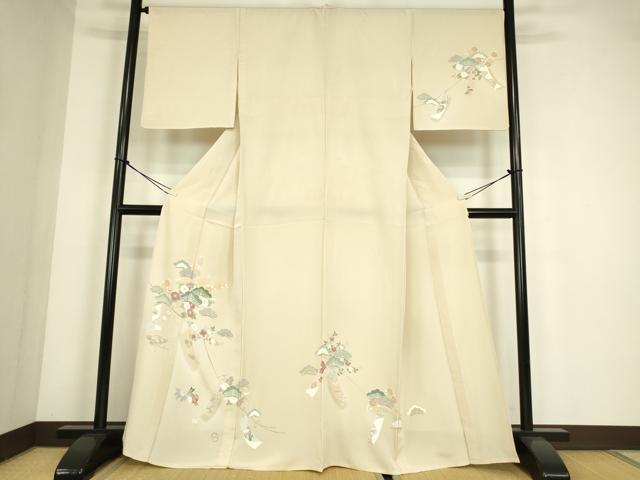 平和屋着物▽訪問着　単衣　宝尽くし花文　正絹　逸品　DABE4306az