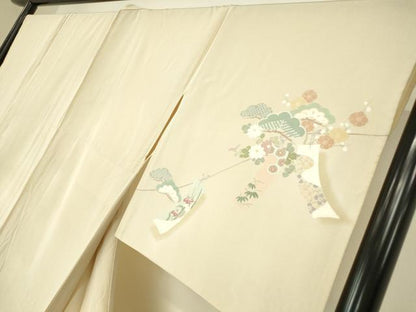 平和屋着物▽訪問着　単衣　宝尽くし花文　正絹　逸品　DABE4306az