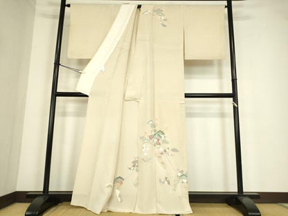 平和屋着物▽訪問着　単衣　宝尽くし花文　正絹　逸品　DABE4306az