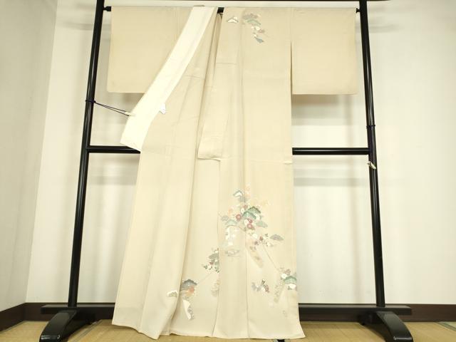 平和屋着物▽訪問着　単衣　宝尽くし花文　正絹　逸品　DABE4306az