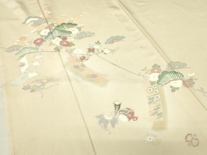 平和屋着物▽訪問着　単衣　宝尽くし花文　正絹　逸品　DABE4306az