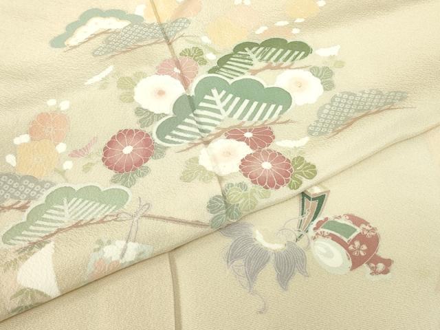 平和屋着物▽訪問着　単衣　宝尽くし花文　正絹　逸品　DABE4306az