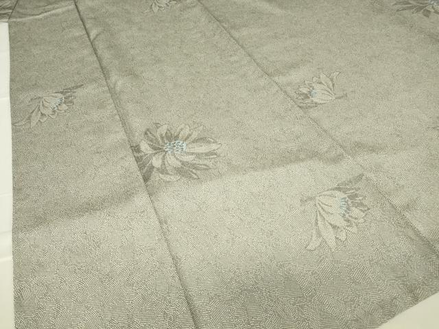 平和屋着物▽上質なお召　単衣　舞花文　正絹　逸品　DABE4307az