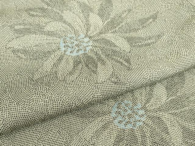 平和屋着物▽上質なお召　単衣　舞花文　正絹　逸品　DABE4307az