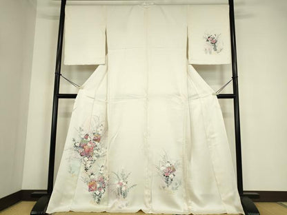平和屋着物▽訪問着　単衣　色紙花文　金彩　正絹　逸品　DABE4308az