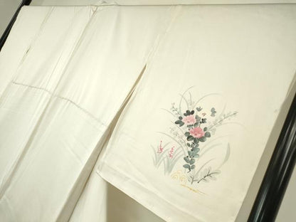 平和屋着物▽訪問着　単衣　色紙花文　金彩　正絹　逸品　DABE4308az